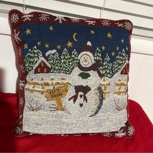 Festive Holiday Pillow with Winter Scene